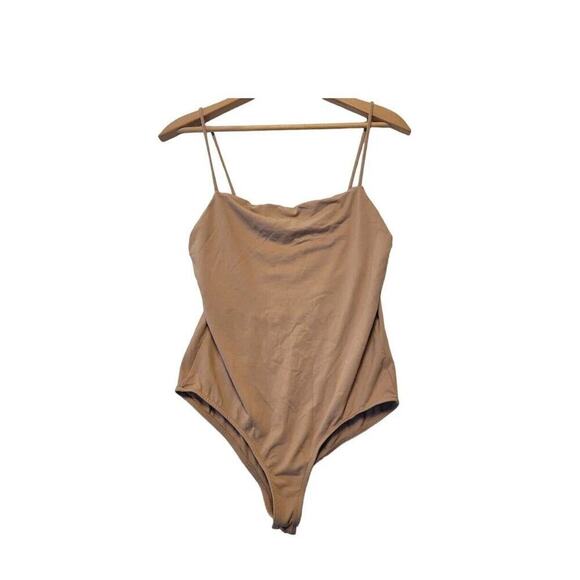 NWT Zara Brown Tan Bodysuit Women's Spaghetti Strap Cami Bodysuit Size Small - Picture 1 of 8